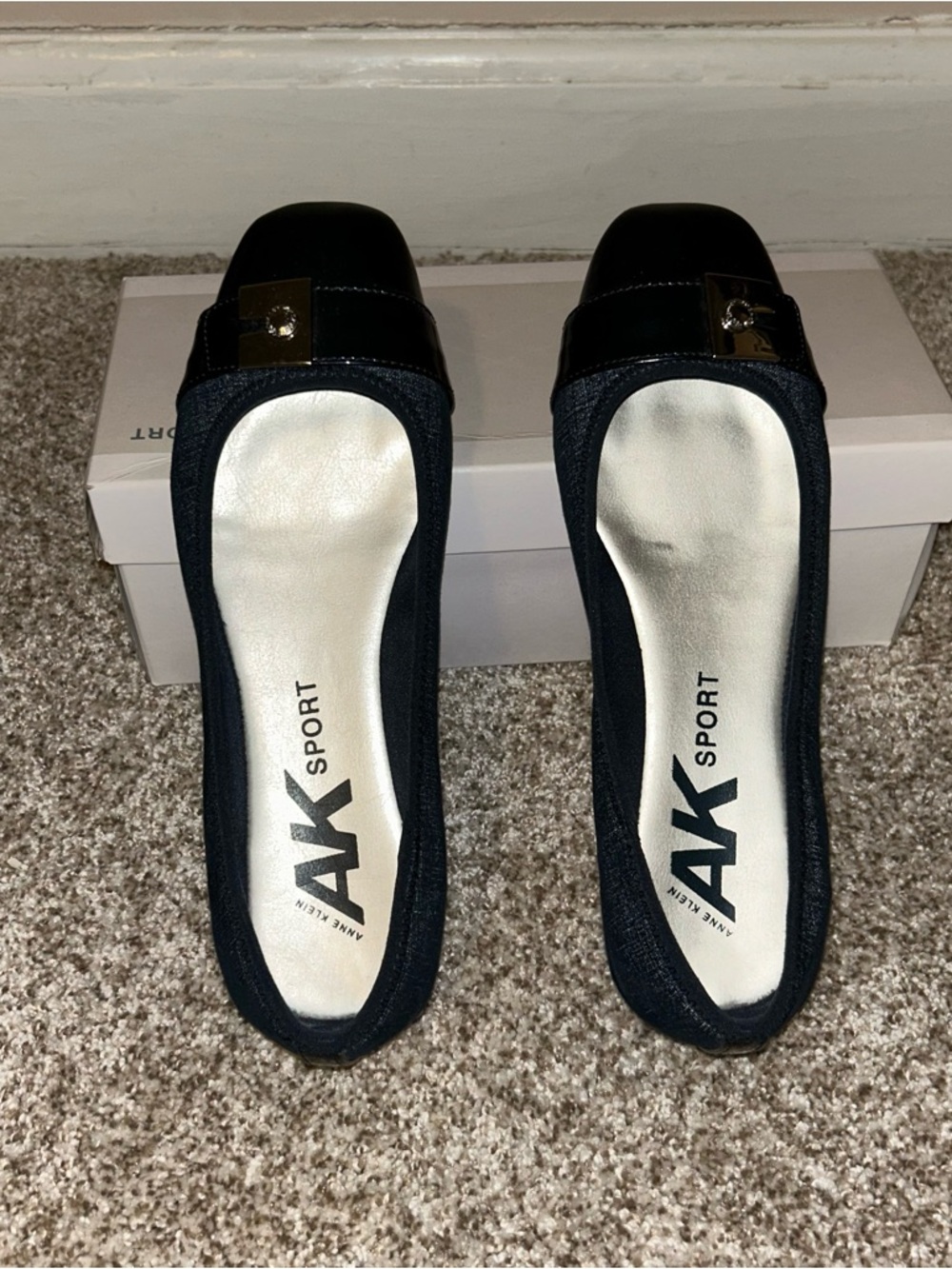 Anne Klein Metallic Navy Blue Ballet Flats - Picture 6 of 12